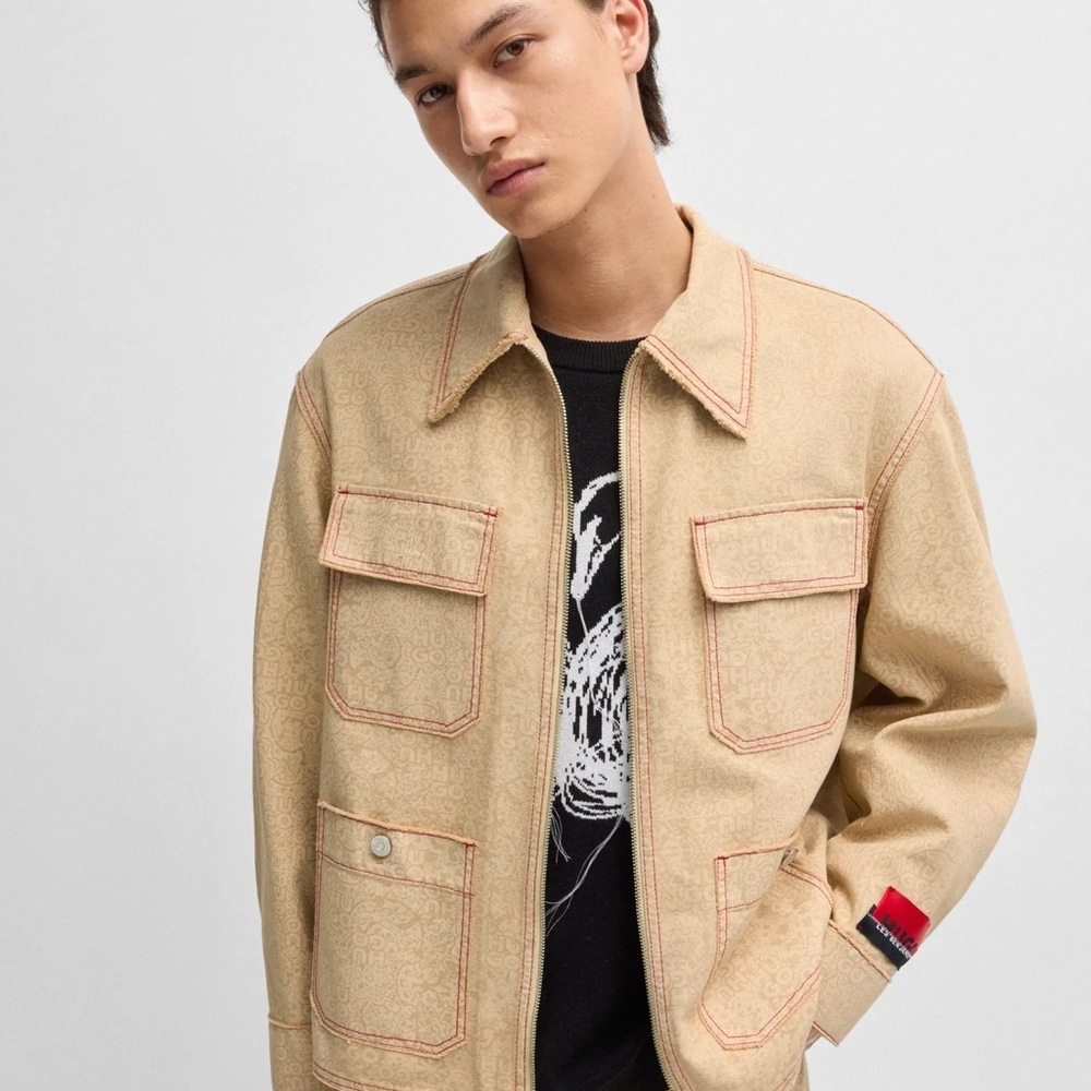 HUGO X LES BENJAMINS RELAXED-FIT JACKET WITH ALL-OVER PRINT - Picture 2 of 15
